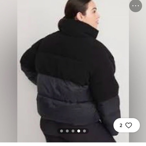 Short Black Sherpa Puffer Jacket Coat Large TALL - Picture 4 of 9